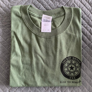Shirt 2015, black ink on military green