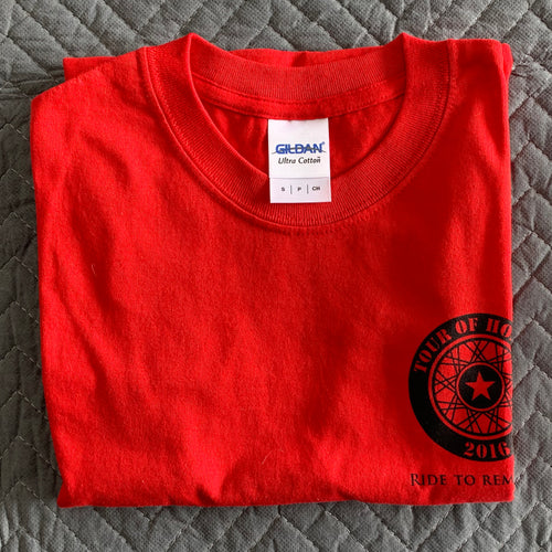 Shirt 2016, black ink on red