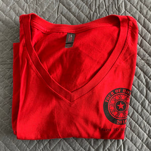 Shirt 2016, black ink on red