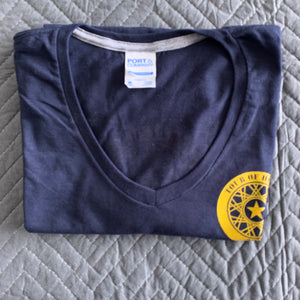 Shirt 2019, gold ink on blue