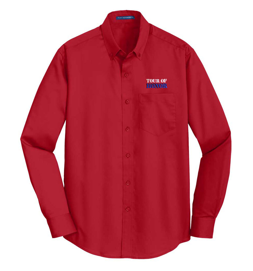 Embroidered Red Twill Shirt